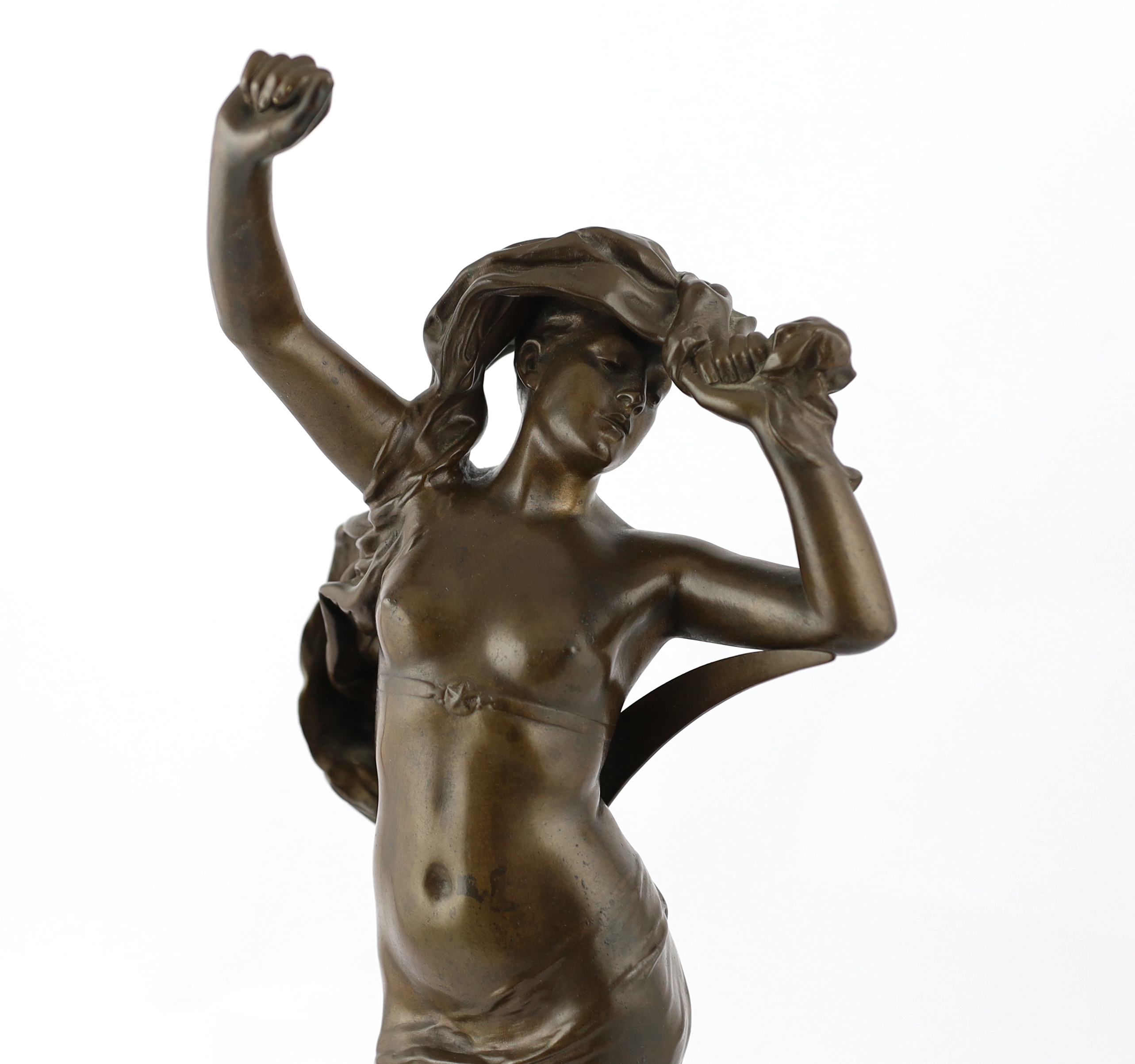 Charles Ernest Dagonet (French, 1856-1926), a bronze figure of 'La Nuit' 22cm diameter, 58cm high